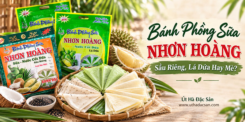 Bánh phồng sữa Nhơn Hoàng vị sầu riêng lá dứa và mè