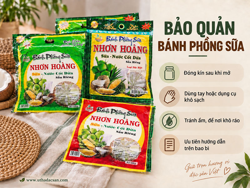 Cách bảo quản bánh phồng sữa sau khi mở gói